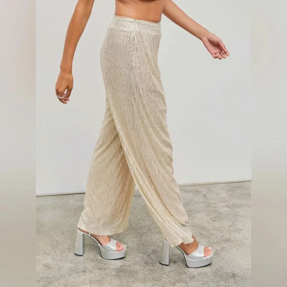 CIDER SEQUINS MID WAIST STRAIGHT LEG TROUSERS - Picture 7 of 12